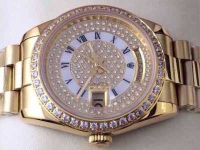 Rolex Day Date Diamond & Roman Watch - Yellow Gold - Buy Replica Watch